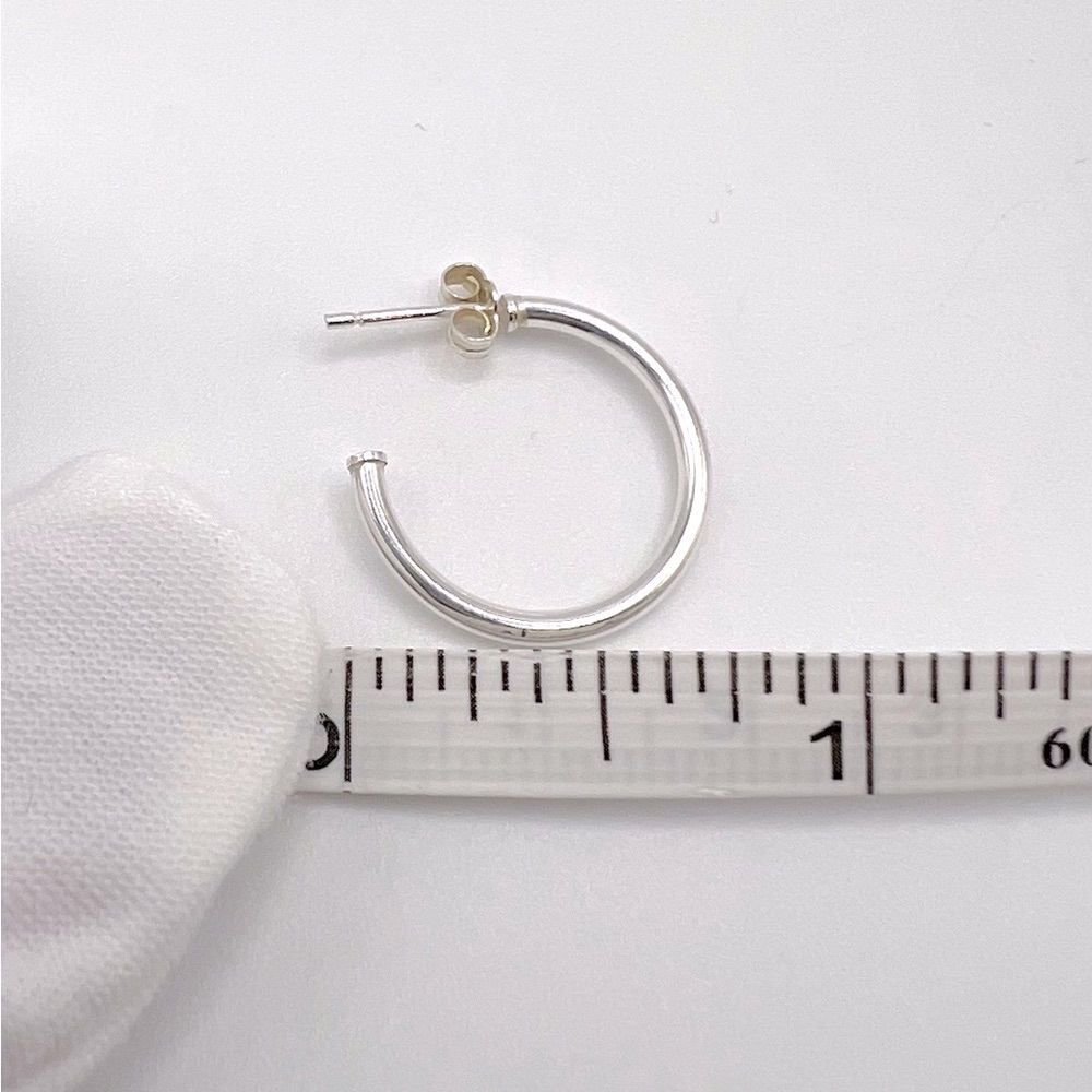 .925 Sterling Silver 19mm x 2mm Post Hoop Earrings - Picture 15 of 15